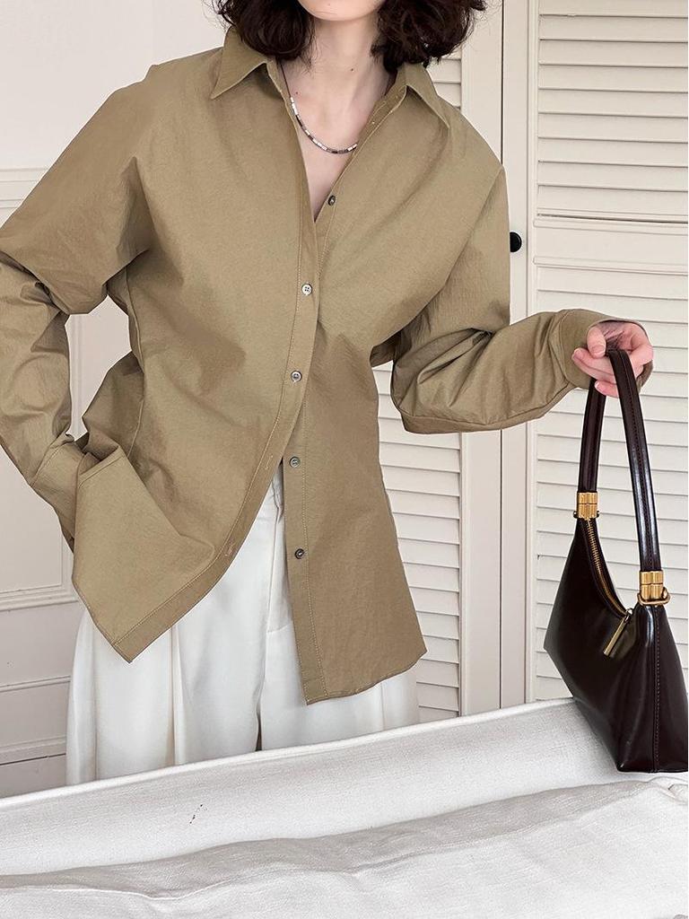 Juzhi Women's Commuter Lapel Long Sleeve Shirt - Spring Style (5002)