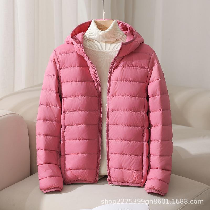 Autumn and winter new white duck down light down jacket women's short hooded slim light jacket Pinghu