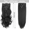 7Pcs/Set 16 Clips Hair Extension Black Long Straight Natural Hair Ombre Hairpiece Heat Resistant Fiber For Women Hairstyle 2030
