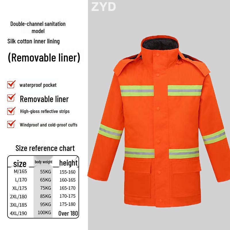 Reflective Raincoat Set for Traffic Duty and Flood Control - Men's Sanitation Labor Protection