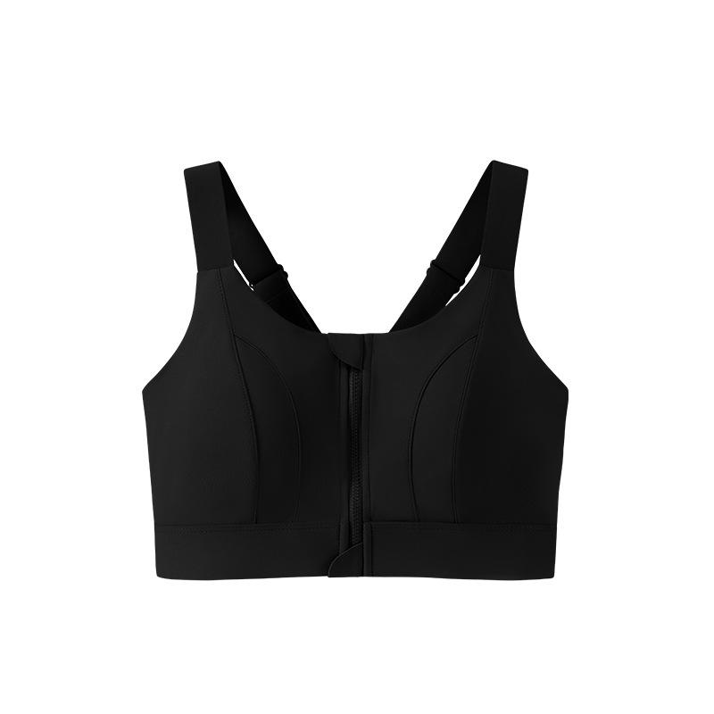 

Women s Adjustable Front Zip Shockproof Wire-Free Sports Bra for Yoga L чорний