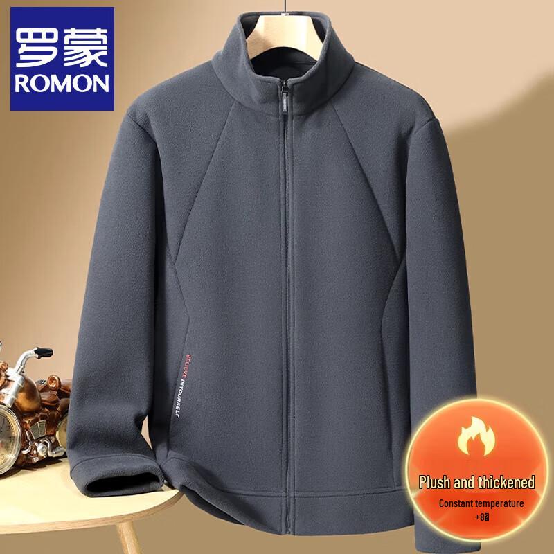 Luomeng Men s Winter Lamb Fleece Lined Stand Collar Jacket M