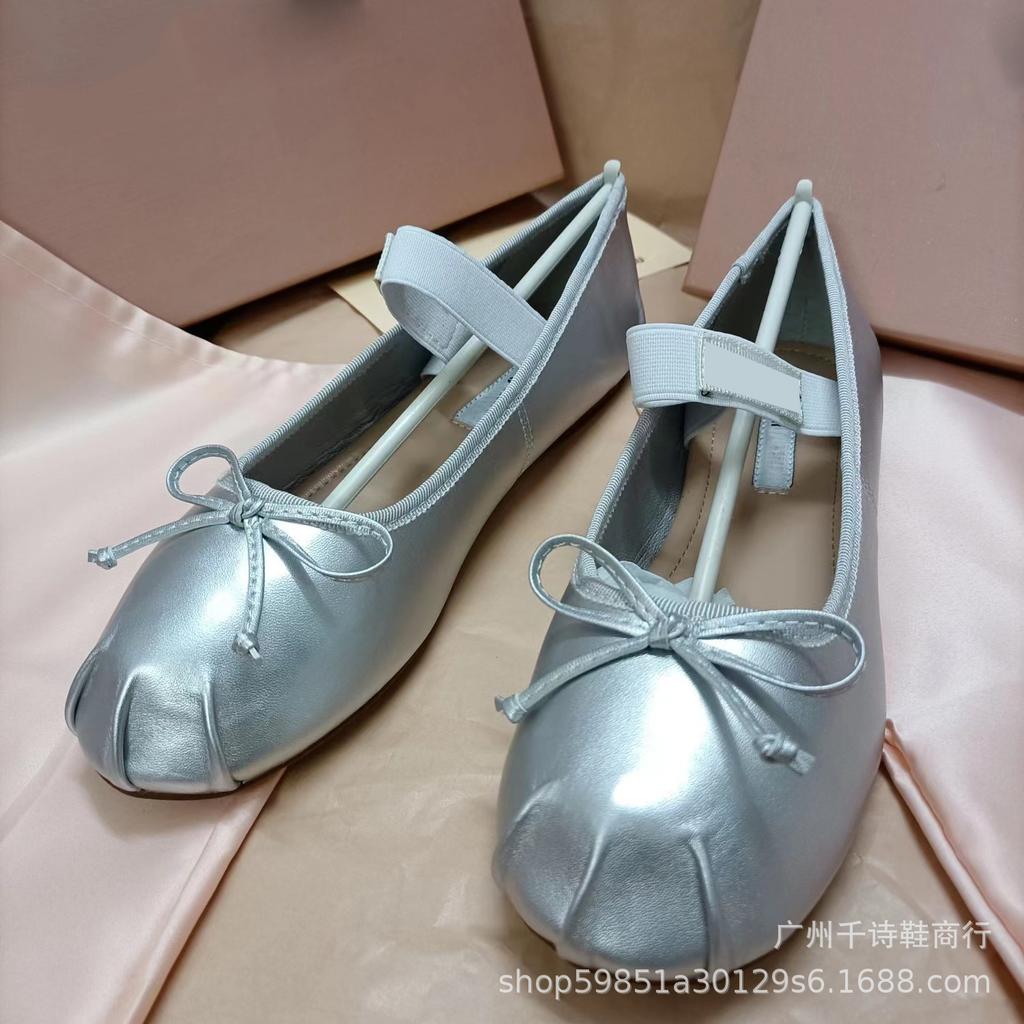 High Version Miu Bow Ballet Flats Women Versatile Mary Jane Shallow Mouth Flat Shoes Women