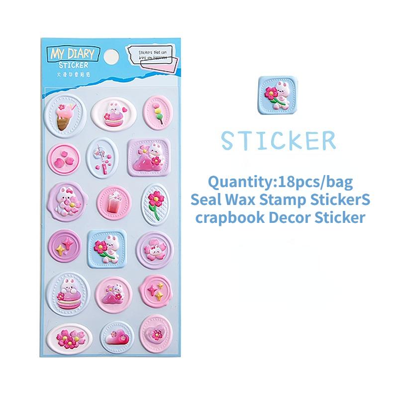 18pcs/20pcs Bag Wax Seals Stamp Sticker for Kid Vintage European Style Candy Color Sticker for Children DIY Decroative Scrapbook