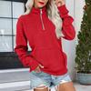 Women's Loose Fit Zip Up Sweatshirt Color Round Neck Long Sleeve Top