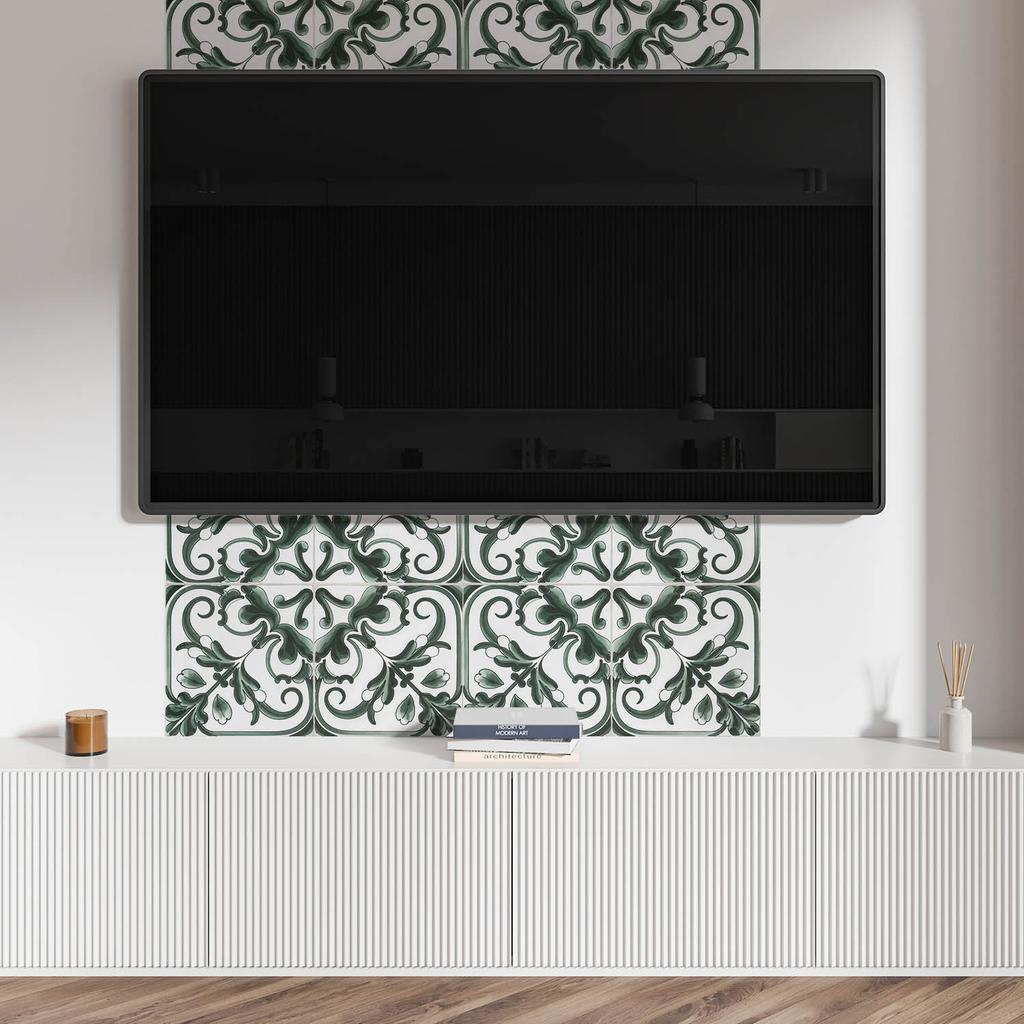Self-adhesive Graphic Decoration for Office or Study 120x60 cm Plant Pattern in Squares