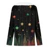 Women's Fashion Casual Long Sleeve Christmas Printed Plush Collar V-Neck Top