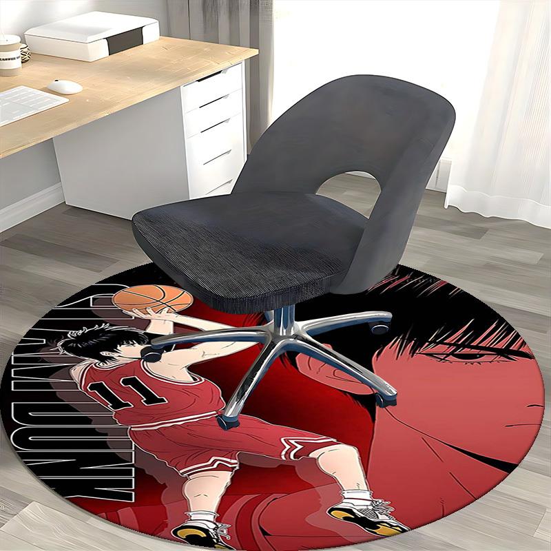 1pc Slam Dunk Anime Design Round Carpet - Perfect for Office Chair Mat, Home Decor