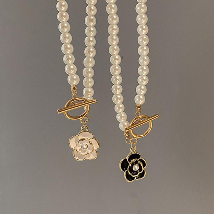 Necklace for Women Elegant White Camellia Pendant Choker Accessories Jewelry