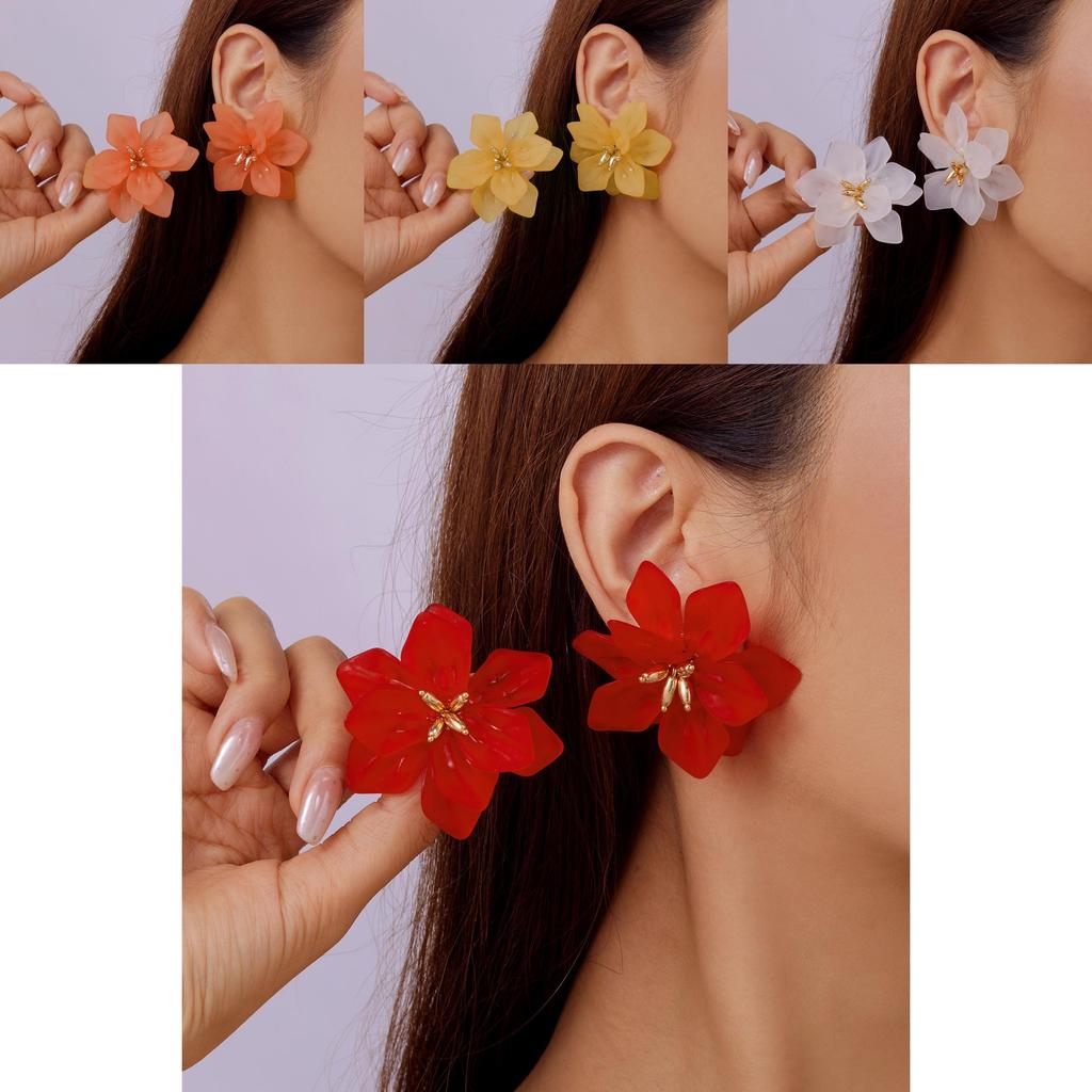 Handmade Acrylic Blossom Ear Studs For Women Geometric Summer Fashion