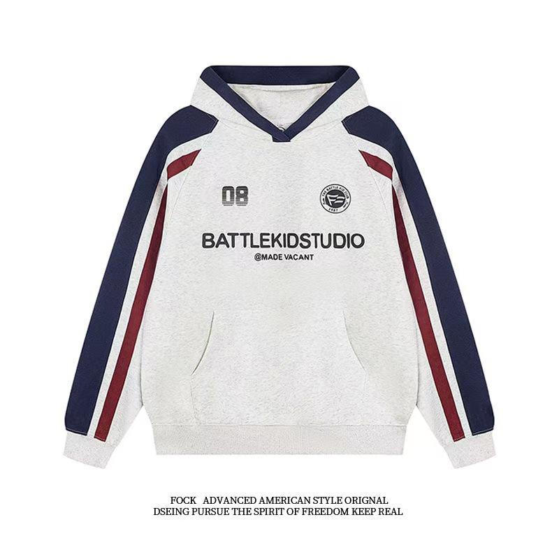 

Мужской и женский худи колор-блок из плотного материала - Универсальная куртка свободного кроя на осень/зиму для пар. M