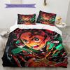 Demon Slayer Kimetsu No Yaiba Pattern Bedding Quilt Set  Home Decoration  Gift (1 * Duvet Cover + 2 * Pillowcase  Without Core)