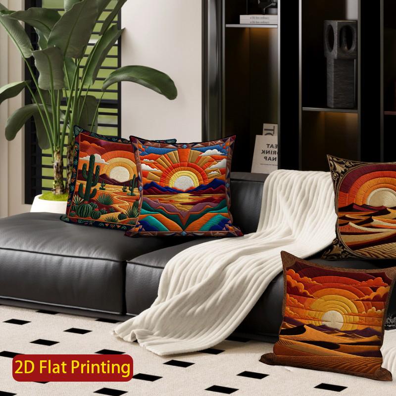 2D Desert Sunset Boho Throw Pillow Covers** Pattern Cushion Cover Suitable For Sofa Bedroom Car Pillow Cover