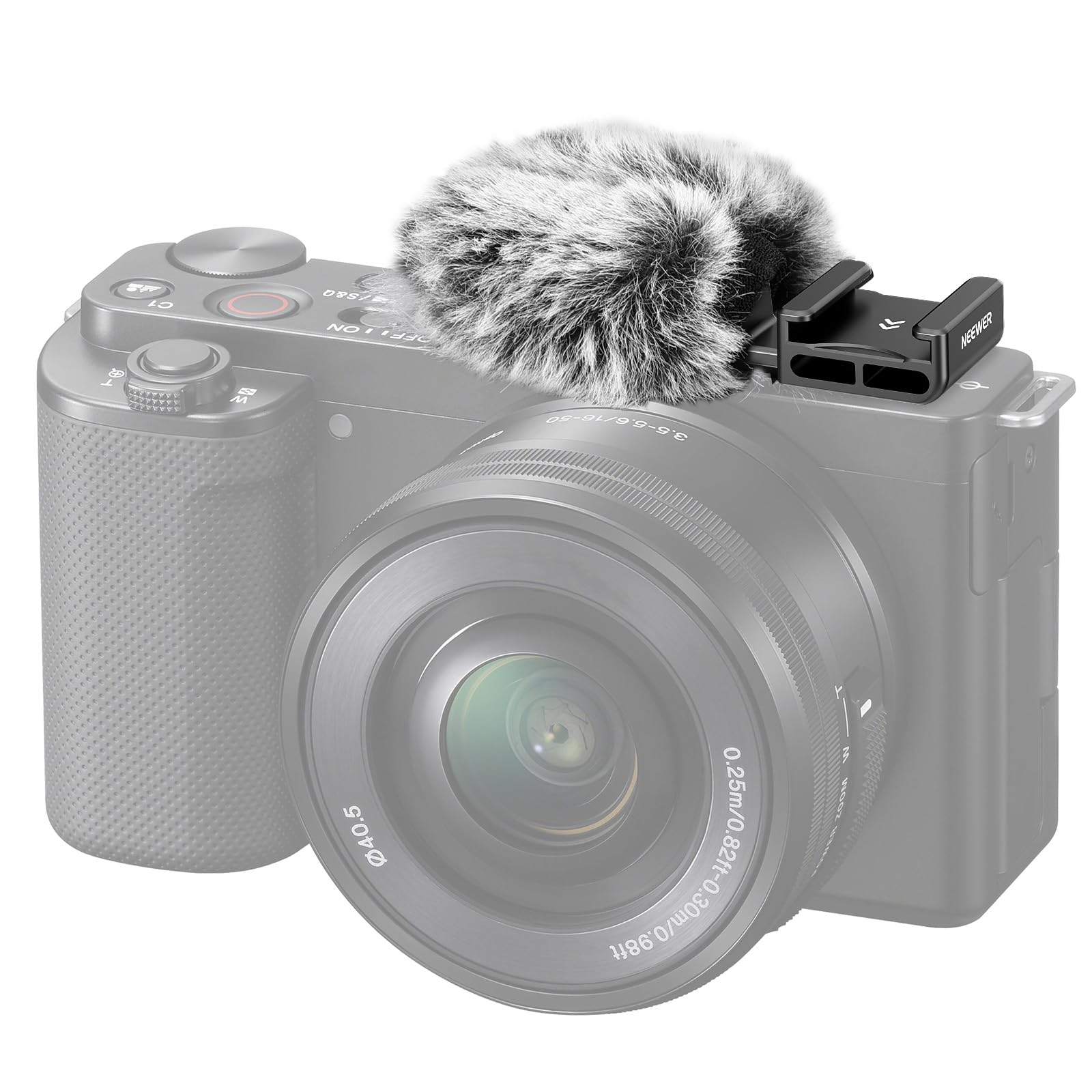 

NEEWER Wind Muff for ZV Series Cameras with Cold Shoe Mount Adapter, Furry Windshield, Noise Reduction, Microphone Windscreen Compatible with ZV-1F,
