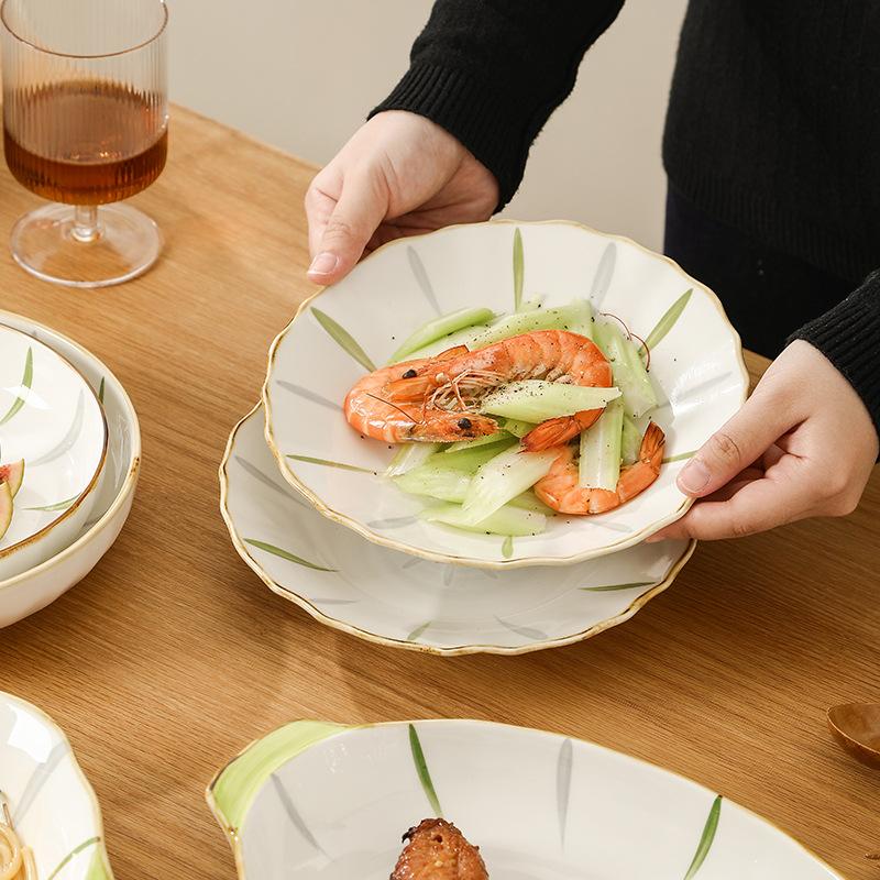 Dishes And Dishes Set Household Underglaze Color Simple Dishes And Tableware 2024 Dishes And Chopsticks Plates And Dishes Combination White Porcelain