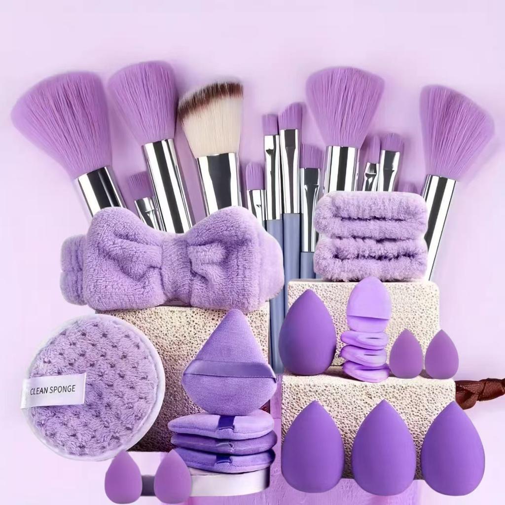 33Pcs 35Pcs Makeup Brush Set with Face Wash Sponge, Cosmetic Tools Kit Multifunctional Foundation Blending Brush Set
