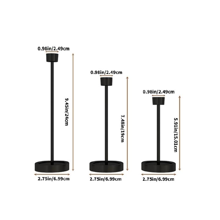 Black Metal Taper Candle Holder Tall Candlestick Set of 6 for Enhancing Dining Table Decors and Wedding Celebration