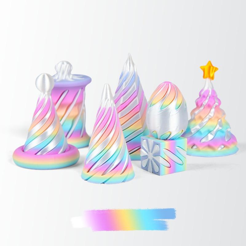 3/7pcs Set 3D Printed Spiral Pyramid Set Rotating Cube Toys Kids Gift Pyramid Fidget Toy Students Gift Teaching Model