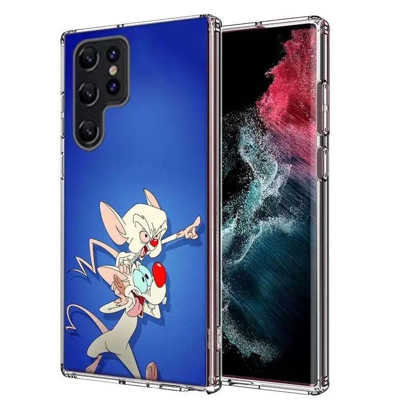 Pinky Anime and the Brain Cover For Samsung Galaxy S21 S20 S23 FE S22+ S24 Ultra S25 Edge Phone Case S10 Plus Clear Capa Coque P
