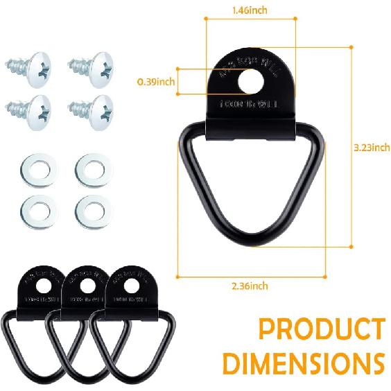 4PCS V-Ring Truck Bed Tie Downs with Screw Fitting Set,Heavy Duty Trailer Tie Down Anchor with 1000 Lbs Capacity,Replacement for Truck Bed Hooks Fits