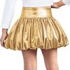 Girls Metallic Bubble Skirt Elastic Waistband Shiny Bud Skirt Sparkly Performance Costume