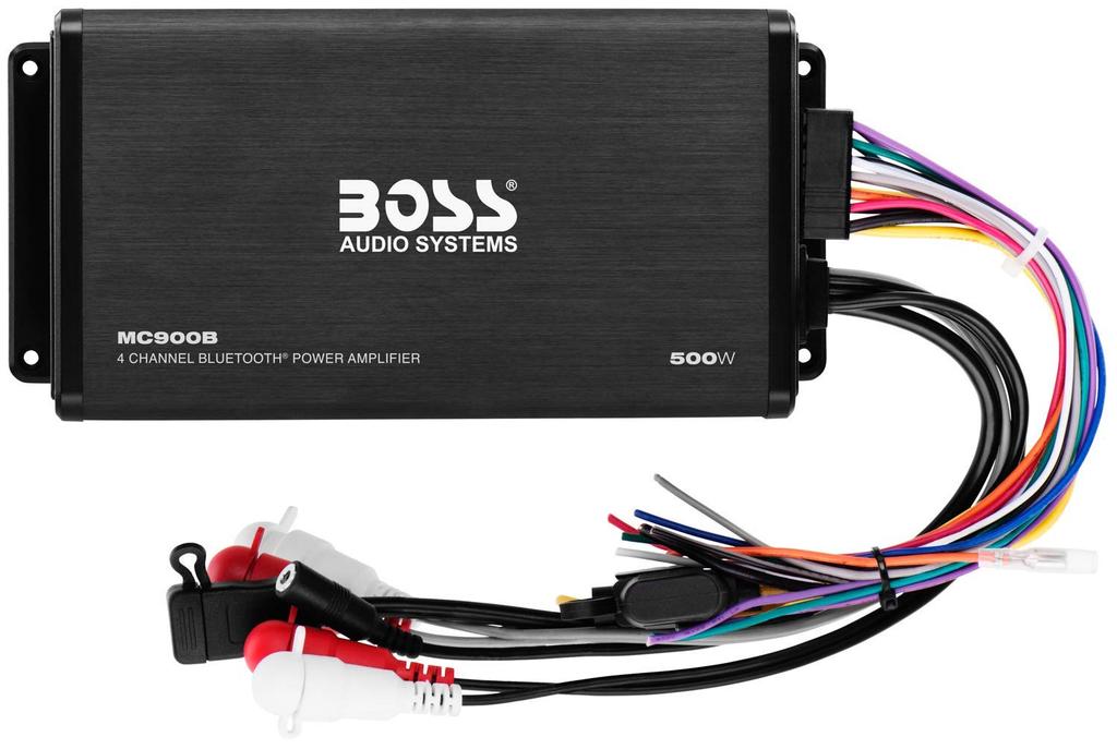 BOSS Audio Systems MC900B Wzmacniacz odporny na warunki atmosferyczne Bluetooth 500 W z pilotem wielofunkcyjnym Bluetooth Pełny zakres Stabilny Ohm RCA USB Akumulator