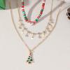 European & American Christmas Festival Polymer Clay Necklace - Creative Santa Claus & Christmas Tree Design, Clavicle Chain, Unique Holiday Style.