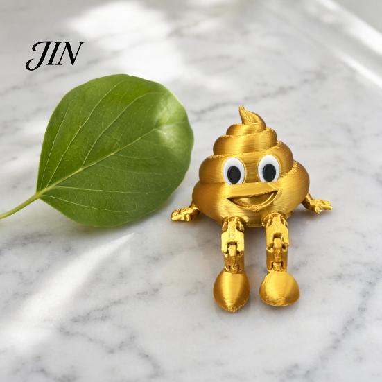 Funny Poop Gift for Friend 3D Printed Figurines with Articulated Legs, Cute Desk Shelf Sitter Weird Gag Statue Statues, Movable Joints Fidgety