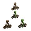 Alien Gnome Resin Statue, Sitting on Motorcycle Decorative Gnome Ornament, Waterproof Hand-Painted Garden Sculpture, for Indoor Outdoor Use