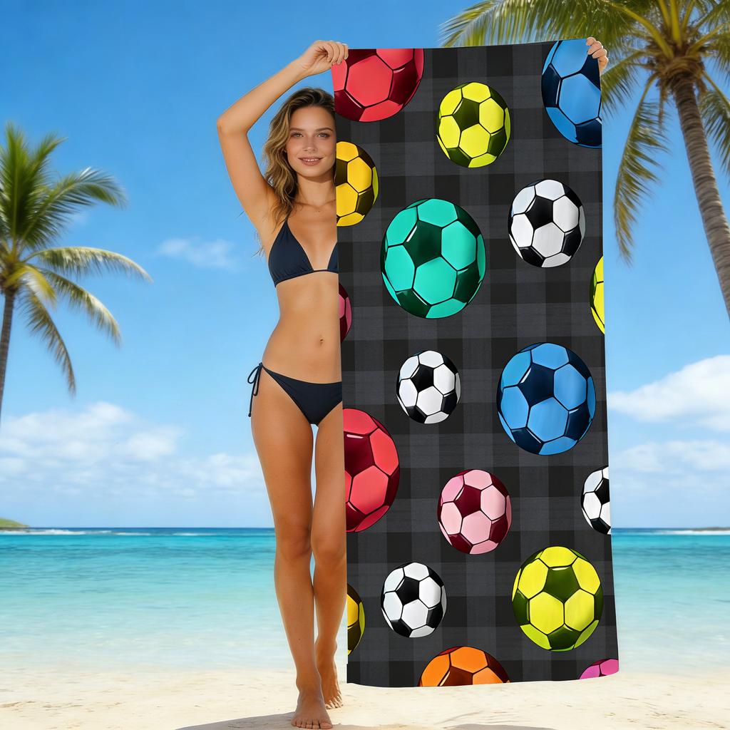 Football Printed Microfiber Beach Towel Quick Dry Absorbent Bath Towel For Seaside Swimming