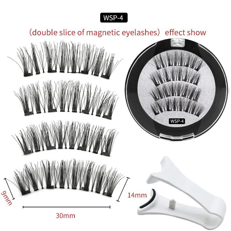 Magnetic False Eyelashes Set With Eyelash Curler Soft Natural Full Strip Reusable No Glue
