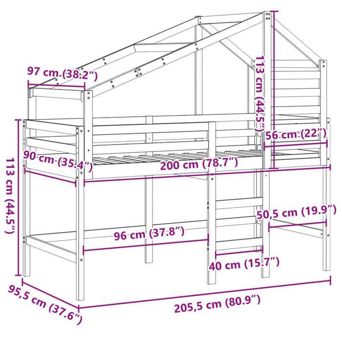VidaXL Sommier à lattes de lit avec matelas Marron foncé 90x200 cm 3285774