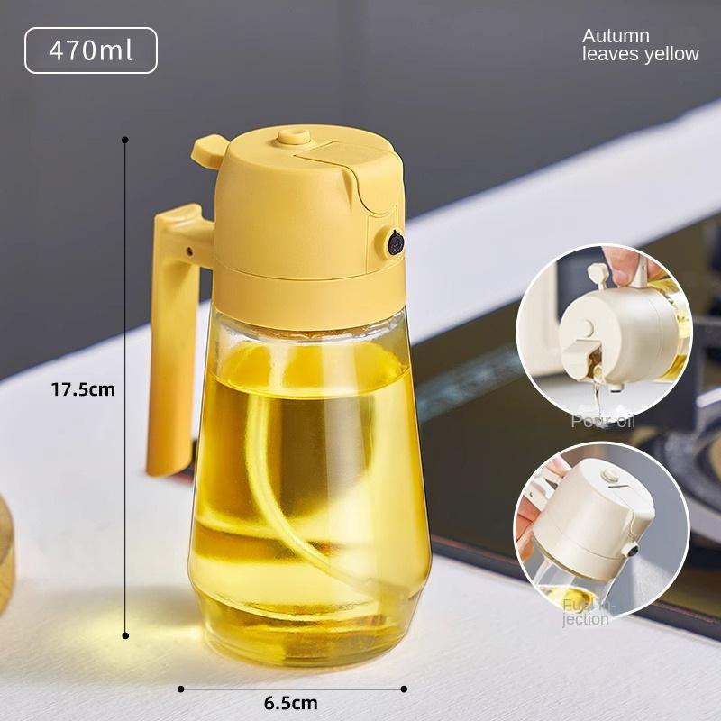 New 470ml Oil Spray Pot 2-in-1 Plastic Household Kitchen Oil Bottle Nebulizing Mist Filling Cooking Oil Spray Pot Dual Use