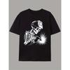 European Size Graffiti Letter Print Short-Sleeve T-Shirt with a Design Sense, Featuring a Streetwear Style for Couples, Suitable for Men