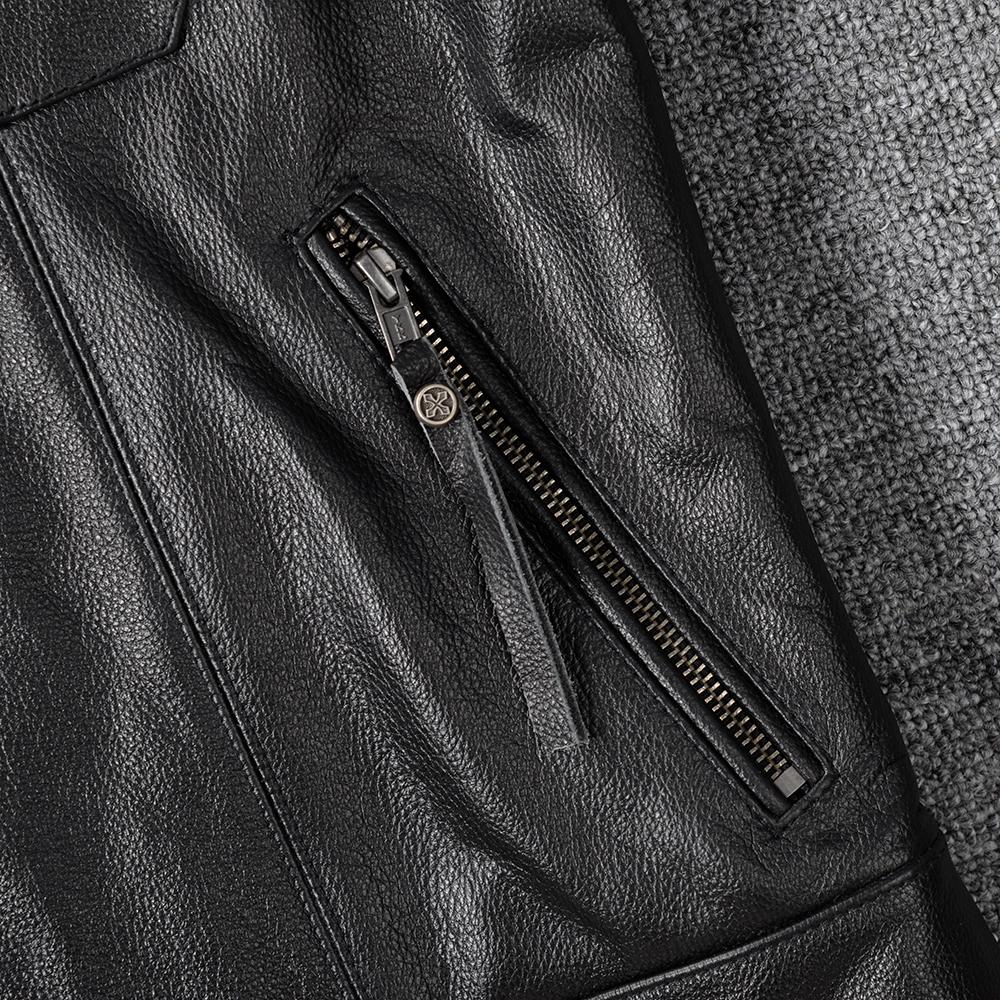 Black Genuine Cow Leather Vest Men Motorcycle Vests Slim Fit Men's Moto Club Biker Waistcoat Spring Summber