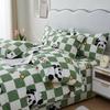 Comforter Cute Cartoon Panda Twin Queen 100% Cotton Kawaii Star Comforter 3 Pcs Soft Reversible Green Plaid Bedding Set
