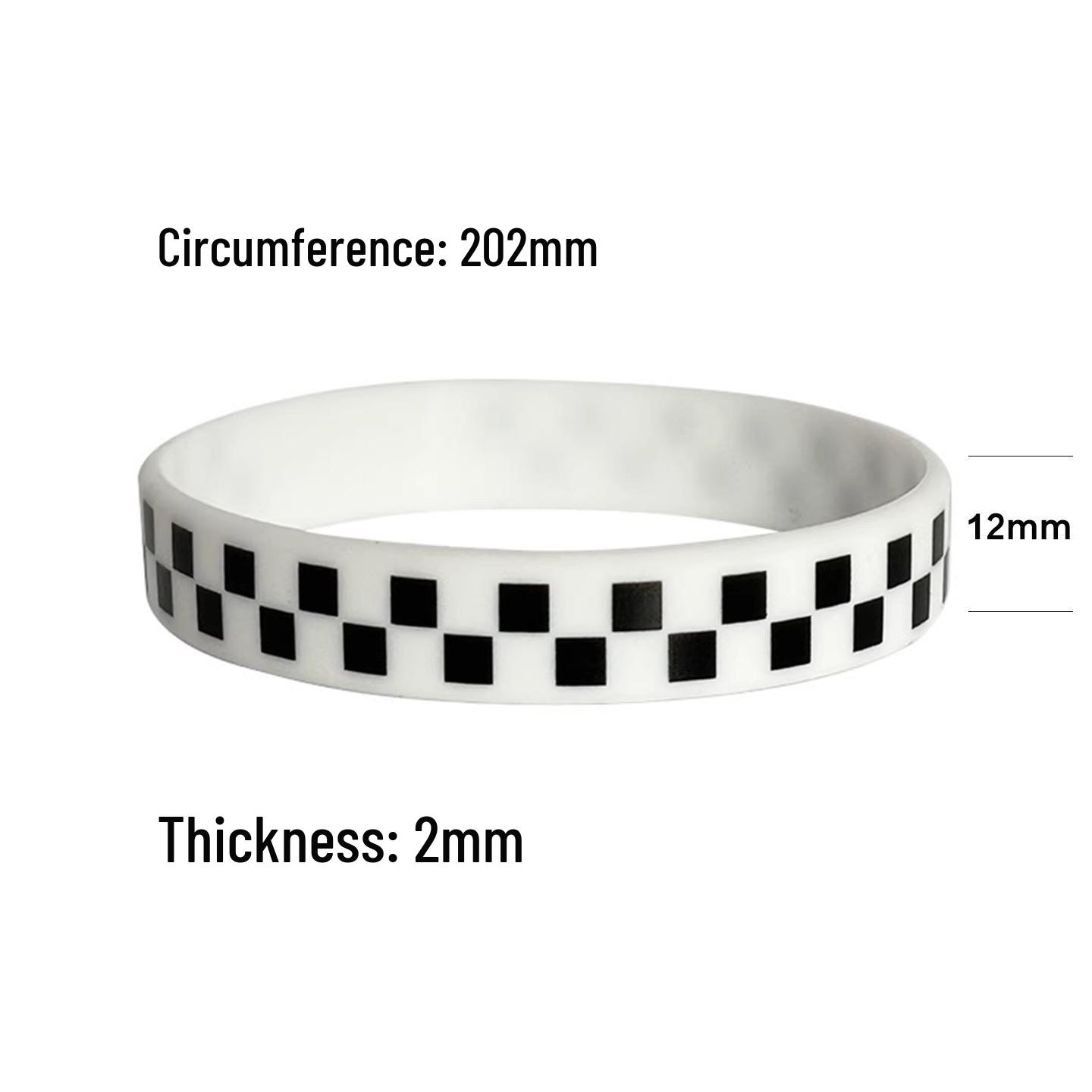 Классический черно-белый клетчатый силиконовый браслет с дизайном флага гоночного узла