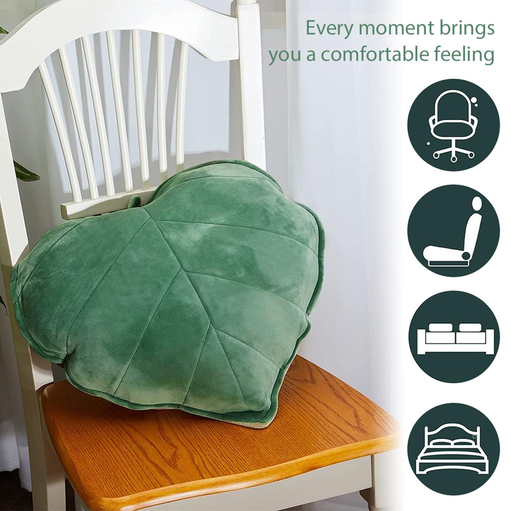 3D Leaf Throw Pillow Decorative Plant Pillow Soft Plush Leaf Shaped Cushion Novelty Plush Backrest Pillow Plant Sleeping Cushion