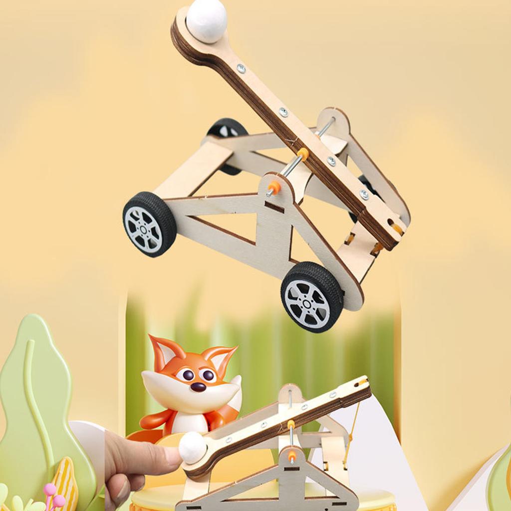 Family Interactive Wooden Catapult Educational Toy Set for Science Experiments and Creative Assembly Activities