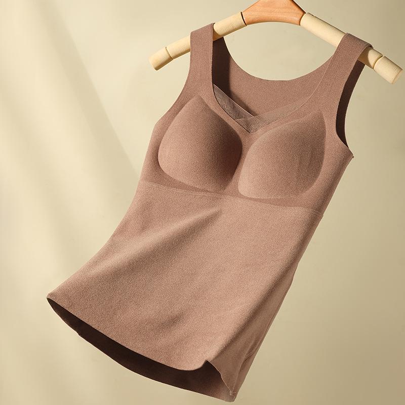 Women's Seamless Thermal Mesh Vest with Built-in Bra