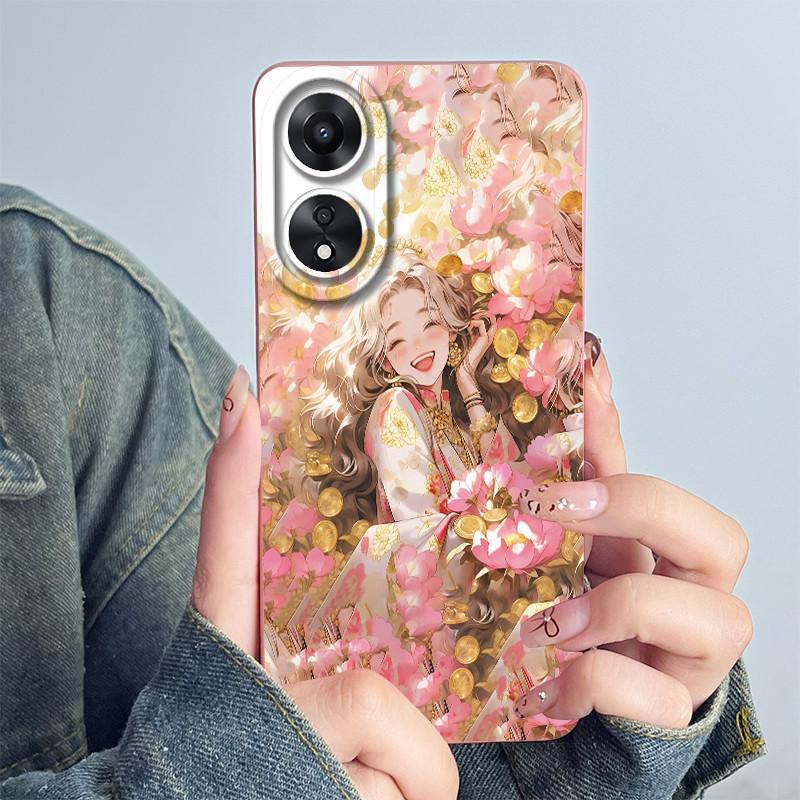 For OPPO A78 4G Phone Case CPH2565 Cover Soft Silicone Cute Panda Flower Boys Girls Painted Shell Funda Protective Casing Coque