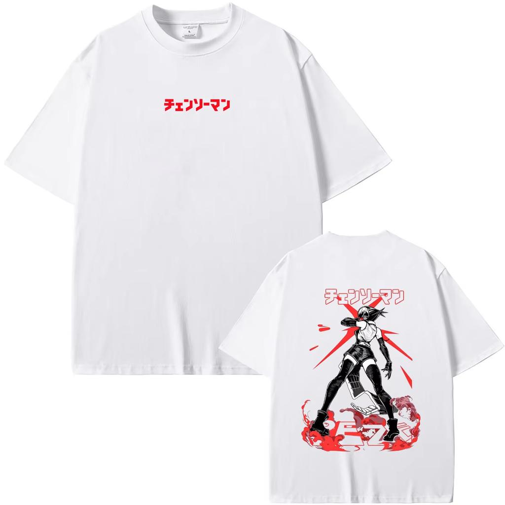Chainsaw Man Anime Print T-Shirt, Vintage Cartoon Reze Print Tee, Soft Cotton Casual Fashion Men And Women Comfortable T-shirt
