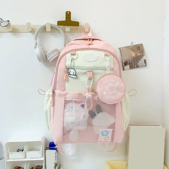 Girls Laptop Backpack Waterproof Backpack with Transparent Front Pocket Large Capacity Backpack with Padded Straps for School Street Travel
