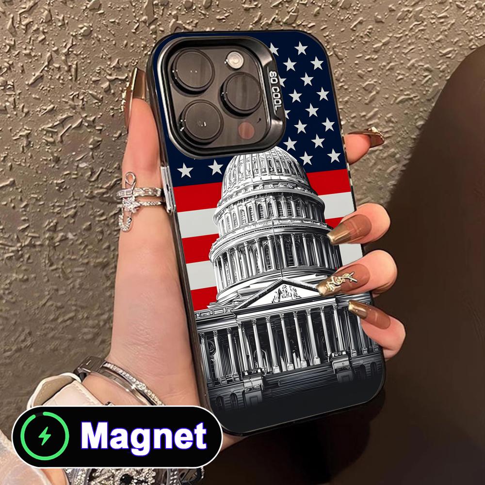 USA America Flag Translucent MagSafe Mobile Phone Case for iPhone 17 16 15 14 13 12 11 Air Pro Max Plus Colorful Cover