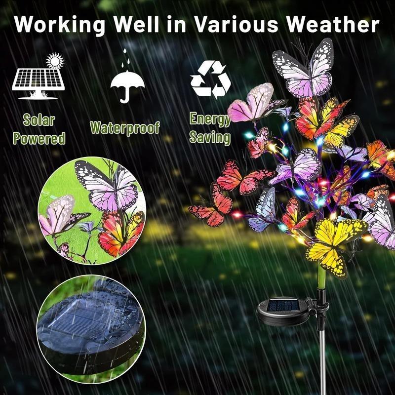 Garden Summer Landscape Lighting Outdoor Solar Light Camping Wedding Party Christmas Decor Lawn Lamp LED Simulation Butterfly Sunflower