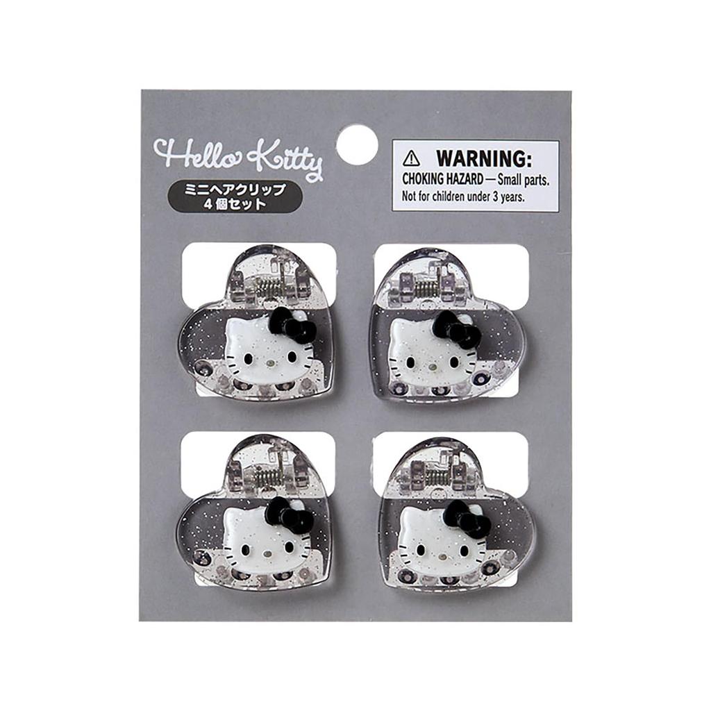 Sanrio Mini Hair Set of Hello Silver ABS Ages 3 and 159034 Clips, 4, Kitty, Resin, Up,