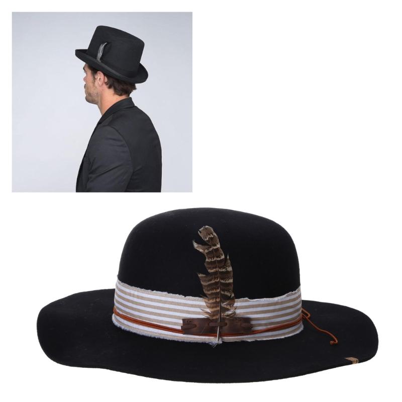 Cosplay Flat Top Hat Wool Fedora JazzHat Musical Festival Costume Accessories