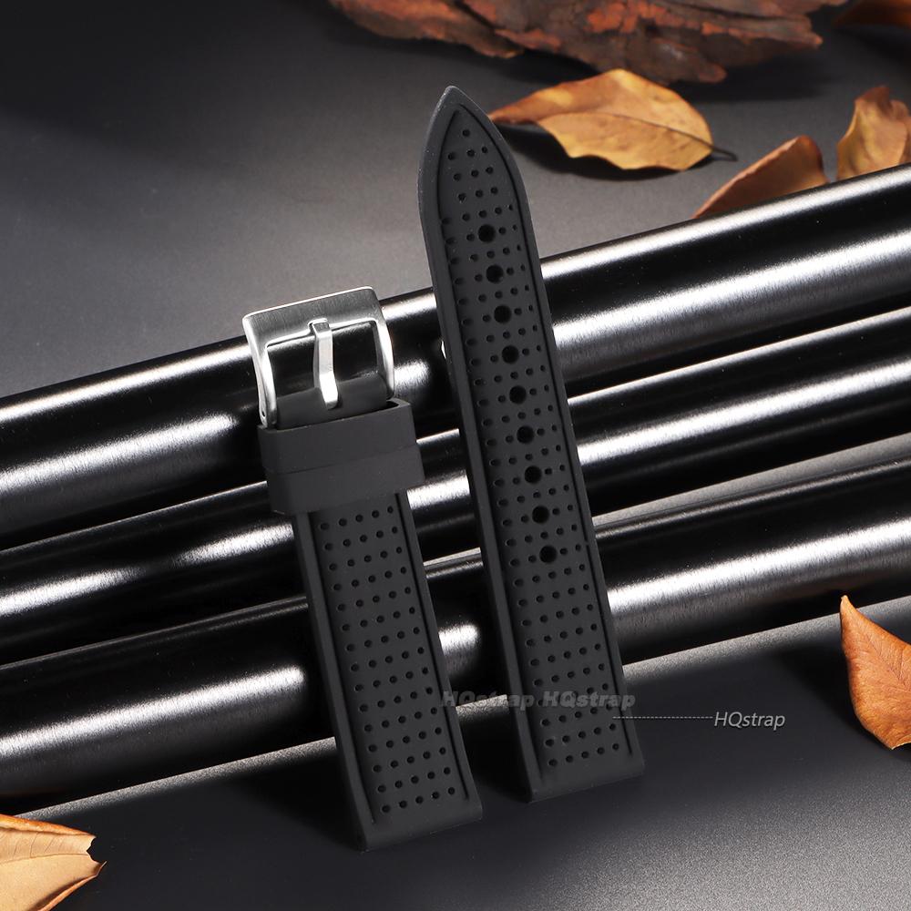 Breathable Silicone Sports Watchband 20mm 22mm 24mm for Smart Watch Rubber Wrist Strap Soft Waterproof Universal Band Accessory