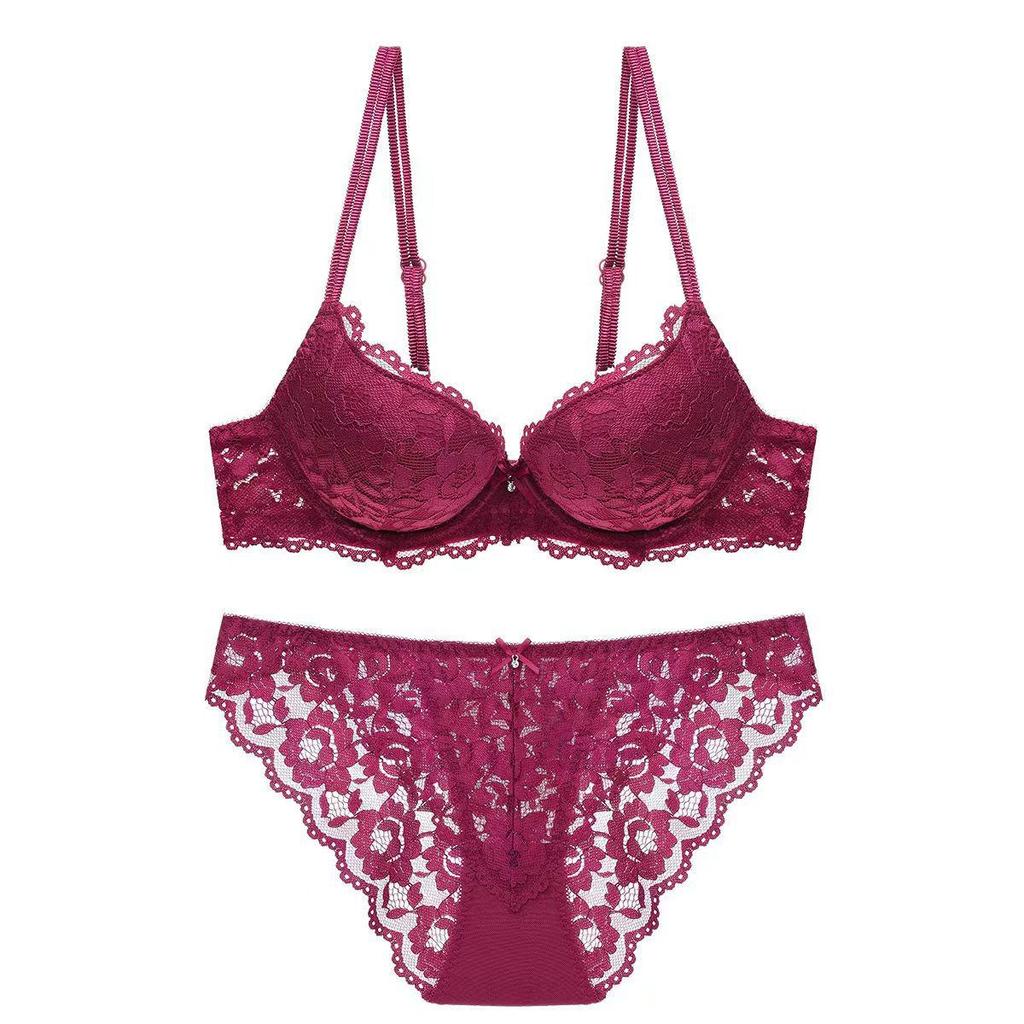 Women's Push-up Lace Bra Set: Enhances Small Breasts, Collects Side Fat, Prevents Sagging - Sexy Autumn/Winter Lingerie