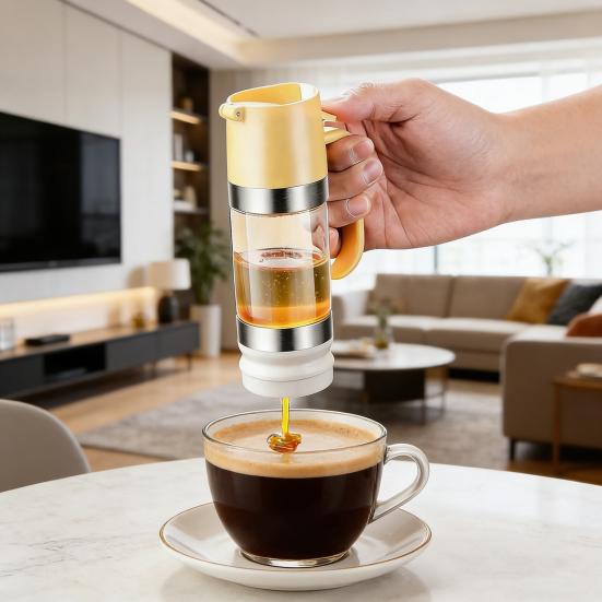 Press Honey Dispenser Bottle Syrup & Sauce Container with No-Drip Spout BPA-Free Plastic Honey Pourer Bottle for Kitchen Coffee Barbecue Use